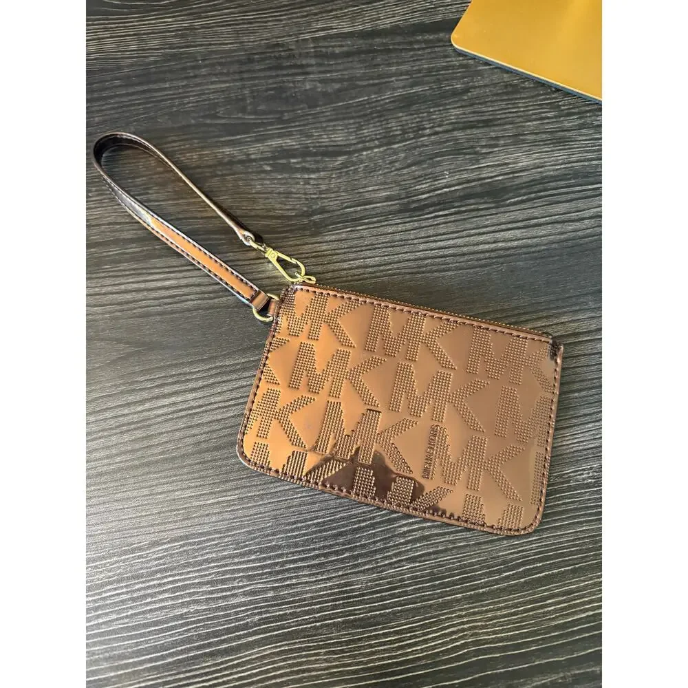 MICHAEL Michael Kors Metallic Bronze Monogram Wristlet